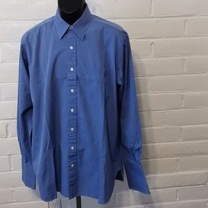 Robert Talbot Dress Shirt French Cuff 16 Neck Blue